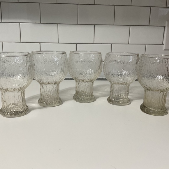 VTG MCM Indiana Glass Glacier Water Goblets, Set of 5 - Picture 5 of 7